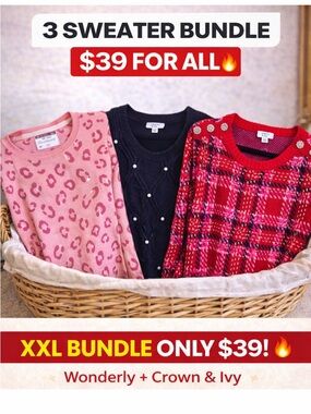 crown & ivy Pink Zebra Print Crewneck Sweater bundle